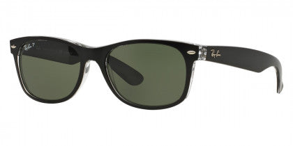 Z109 RAY-BAN NEW WAYFARER RB2132 605258 55 BLACK ON TRANSPARENT / G-15 GREEN POLARIZED