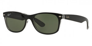 Z109 RAY-BAN NEW WAYFARER RB2132 605258 55 BLACK ON TRANSPARENT / G-15 GREEN POLARIZED