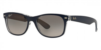 D193 RAY-BAN NEW WAYFARER RB2132 6053M3 55 MATTE BLUE ON TRANSPARENT / GRAY GRADIENT POLARIZED