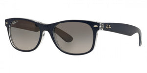 D193 RAY-BAN NEW WAYFARER RB2132 6053M3 55 MATTE BLUE ON TRANSPARENT / GRAY GRADIENT POLARIZED