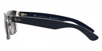 D193 RAY-BAN NEW WAYFARER RB2132 6053M3 55 MATTE BLUE ON TRANSPARENT / GRAY GRADIENT POLARIZED