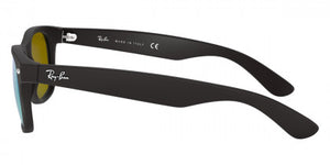E33 RAY-BAN NEW WAYFARER RB2132 622/19 55 RUBBER BLACK / GRAY MIRRORED GREEN