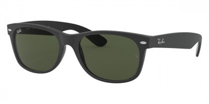D319 RAY-BAN NEW WAYFARER RB2132 646231 58 RUBBER BLACK ON BLACK / G-15 GREEN