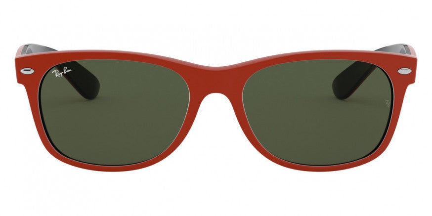 D338 RAY-BAN NEW WAYFARER RB2132 646631 58 RUBBER BLUE ON BLACK / G-15 GREEN