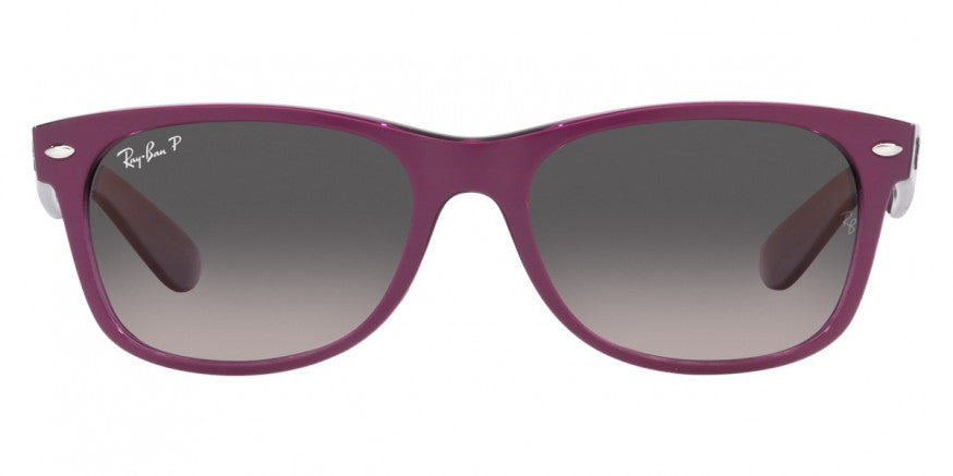 A22 RAY-BAN NEW WAYFARER RB2132 6606M3 55 MATTE VIOLET ON TRANSPARENT VIOLET / GRAY GRADIENT POLARIZED