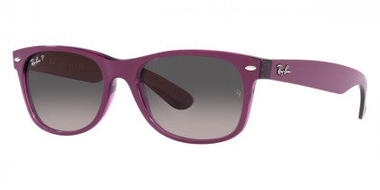 A23 RAY-BAN NEW WAYFARER RB2132 6606M3 58 MATTE VIOLET ON TRANSPARENT VIOLET / GRAY GRADIENT POLARIZED