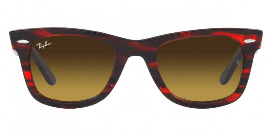F263 RAY BAN WAYFARER RB2140 136285 50 STRIPE RED BROWN GRADIENT A Million Sunglasses