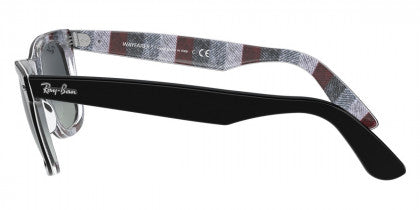 B184F RAY-BAN WAYFARER RB2140F 13183A 54 BLACK ON CHERVRON GRAY /  LIGHT GRAY GRADIENT BLUE