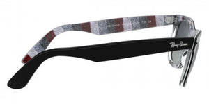 B184F RAY-BAN WAYFARER RB2140F 13183A 54 BLACK ON CHERVRON GRAY /  LIGHT GRAY GRADIENT BLUE