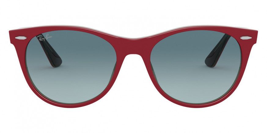 B156 RAY-BAN WAYFARER Ii RB2185 12963M 55 RED ON TRANSPARRENT GRAY / BLUE GRADIENT GRAY