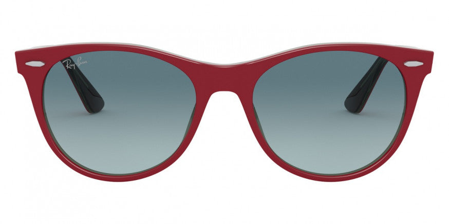 B156 RAY-BAN WAYFARER Ii RB2185 12963M 55 RED ON TRANSPARRENT GRAY / BLUE GRADIENT GRAY