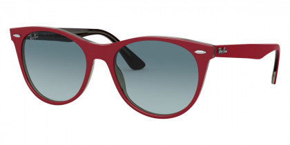 B156 RAY-BAN WAYFARER Ii RB2185 12963M 55 RED ON TRANSPARRENT GRAY / BLUE GRADIENT GRAY