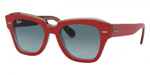 B120 RAY-BAN STATE STREET RB2186 12963M 49 RED ON TRANSPARENT GRAY / BLUE GRADIENT GRAY