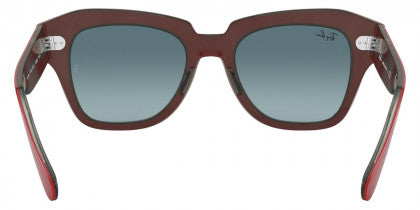 B120 RAY-BAN STATE STREET RB2186 12963M 49 RED ON TRANSPARENT GRAY / BLUE GRADIENT GRAY