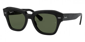 C45 RAY-BAN STATE STREET RB2186 901/58 52 BLACK  G-15 GREEN POLARIZED