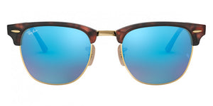 B97 RAY-BAN CLUBMASTER RB3016 114517 51 SAND HAVANA ON ARISTA / GRAY MIRRORED  BLUE