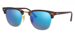 B97 RAY-BAN CLUBMASTER RB3016 114517 51 SAND HAVANA ON ARISTA / GRAY MIRRORED  BLUE