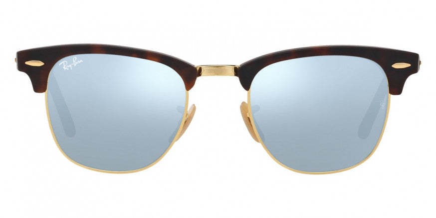 B98 RAY-BAN CLUBMASTER RB3016 114530 51 SAND HAVANA ON ARISTA / LIGHT GREEN  MIRRORED SILVER