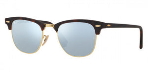 B98 RAY-BAN CLUBMASTER RB3016 114530 51 SAND HAVANA ON ARISTA / LIGHT GREEN  MIRRORED SILVER