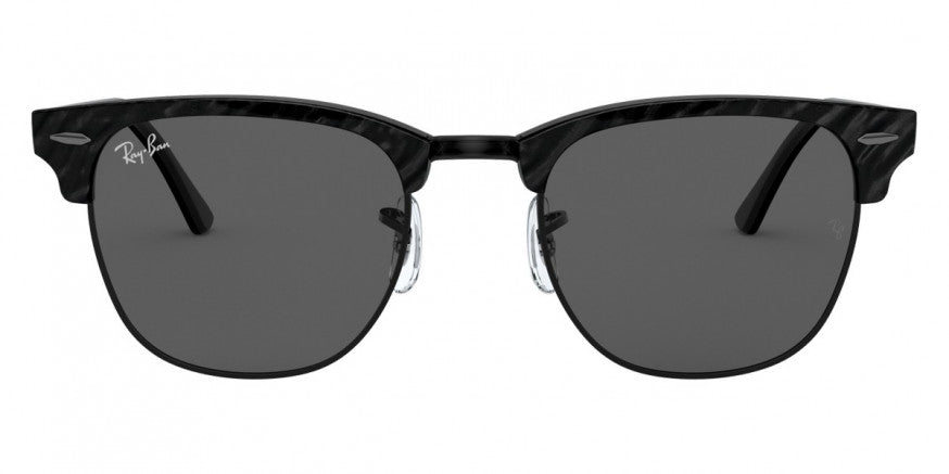 RB140 RAY-BAN CLUBMASTER RB3016 1305B1 49 WRINKLED BLACK ON BLACK / DARK GRAY