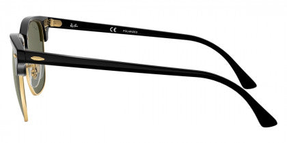 C72  RAY-BAN CLUBMASTER RB3016F 901/58 55  BLACK / G-15 GREEN POLARIZED