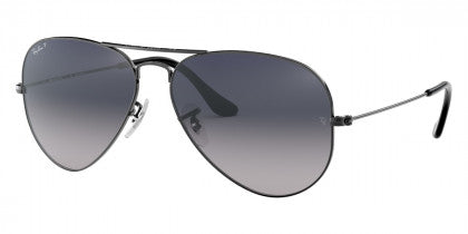 D195 RAY-BAN AVIATOR LARGE METAL RB3025 004/78 55 GUNMETAL /  BLUE GRADIENT GRAY POLARIZED