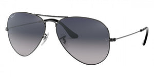 D195 RAY-BAN AVIATOR LARGE METAL RB3025 004/78 55 GUNMETAL /  BLUE GRADIENT GRAY POLARIZED