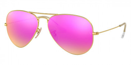 F64 RAY-BAN AVIATOR LARGE METAL RB3025 112/1Q 58 MATTE ARISTA / BROWN MIRRORED FUCHSIA POLARIZED
