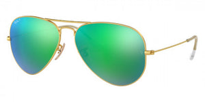 A35 RAY-BAN AVIATOR LARGE METAL RB3025 112/P9 58 MATTE ARISTA / GREEN MIRRORED POLARIZED