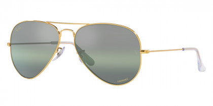 D345 RAY-BAN AVIATOR LARGE METAL RB3025 9196G4 62 LEGEND GOLD / GRADIENT DARK GREEN MIRRORED