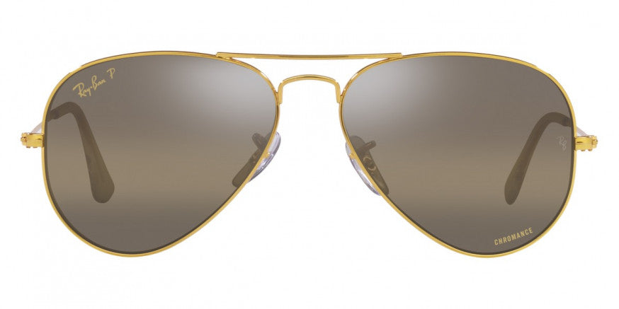 RB039 RAY-BAN AVIATOR LARGE METAL RB3025 9196G5 55 LEGEND GOLD / CLEAR GRADIENT DARK BROWN POLARIZED