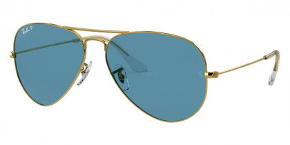 D341 RAY-BAN AVIATOR LARGE METAL POLARIZED RB3025 9196S2 62 LEGEND GOLD / BLUE