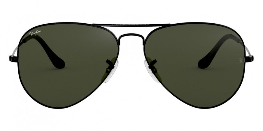 E66 RAY-BAN AVIATOR LARGE METAL RB3025 L2823 58 BLACK / G-15 GREEN