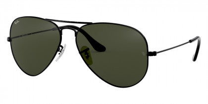 E66 RAY-BAN AVIATOR LARGE METAL RB3025 L2823 58 BLACK / G-15 GREEN