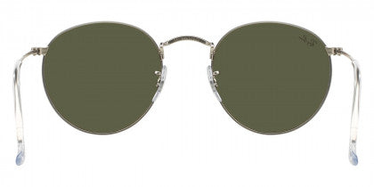 Z19 RAY-BAN ROUND METAL RB3447 019/30 53 MATTE SILVER / LIGHT GREEN MIRRORED SILVER