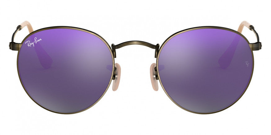 A108 RAY-BAN ROUND METAL RB3447 167/4K 50 DEMI GLOSS BRUSHED  BRONZE / LILAC MIRRORED