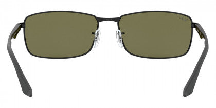 Z89 RAY-BAN RB3498 002/9A 64  BLACK / GREEN POLARIZED