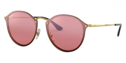 B53 RAY-BAN BLAZE ROUND RB3574N 001/E4 59 GOLD / PINK MIRRORED PINK