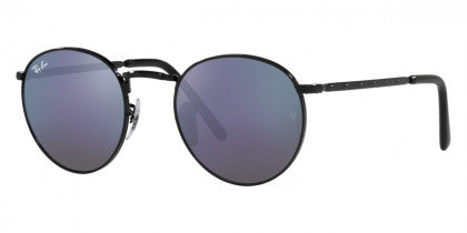 F302 RAY-BAN NEW ROUND RB3637 002/G1 53 BLACK / GREEN MIRRORED BLUE