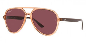 F277 RAY-BAN RB4376 66025Q 57 TRANSPARENT BROWN / PURPLE POLARIZED
