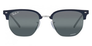 EB049 RAY-BAN NEW CLUBMASTER RB4416F 6656G6 55 DARK BLUE ON SILVER  BLUE MIRRORED POLARIZED