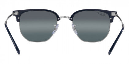 EB049 RAY-BAN NEW CLUBMASTER RB4416F 6656G6 55 DARK BLUE ON SILVER  BLUE MIRRORED POLARIZED